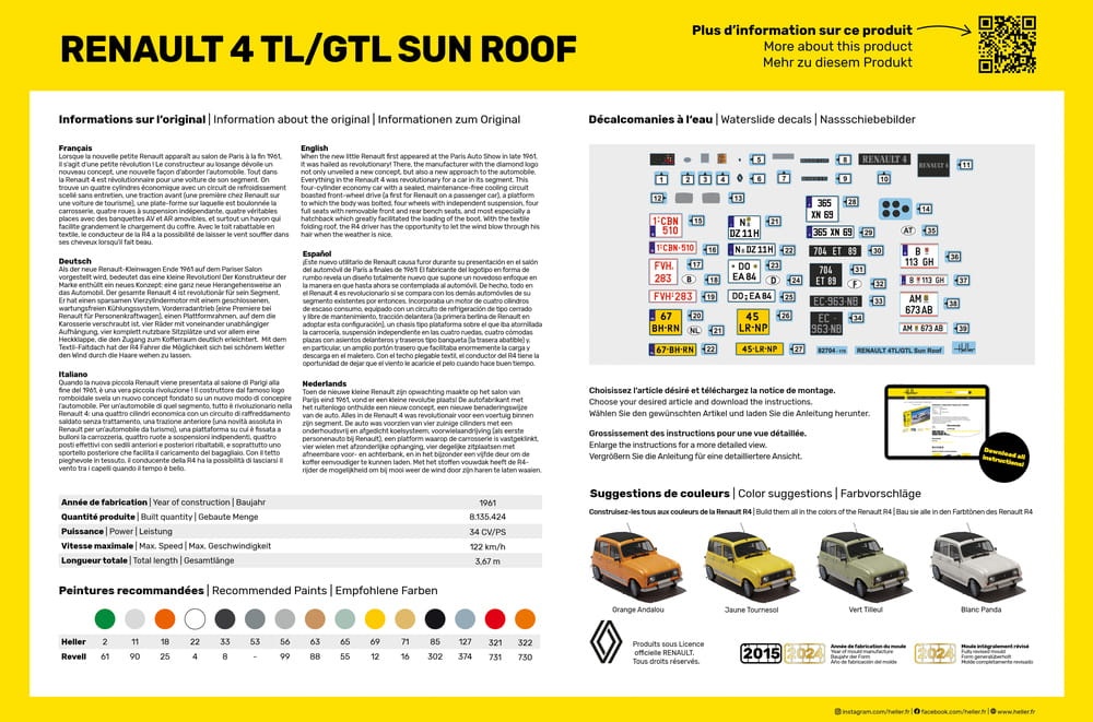 Zdjęcie dodatkowe produktu Renault 4 TL/GTL Sun Roof 1:24 Heller 82704