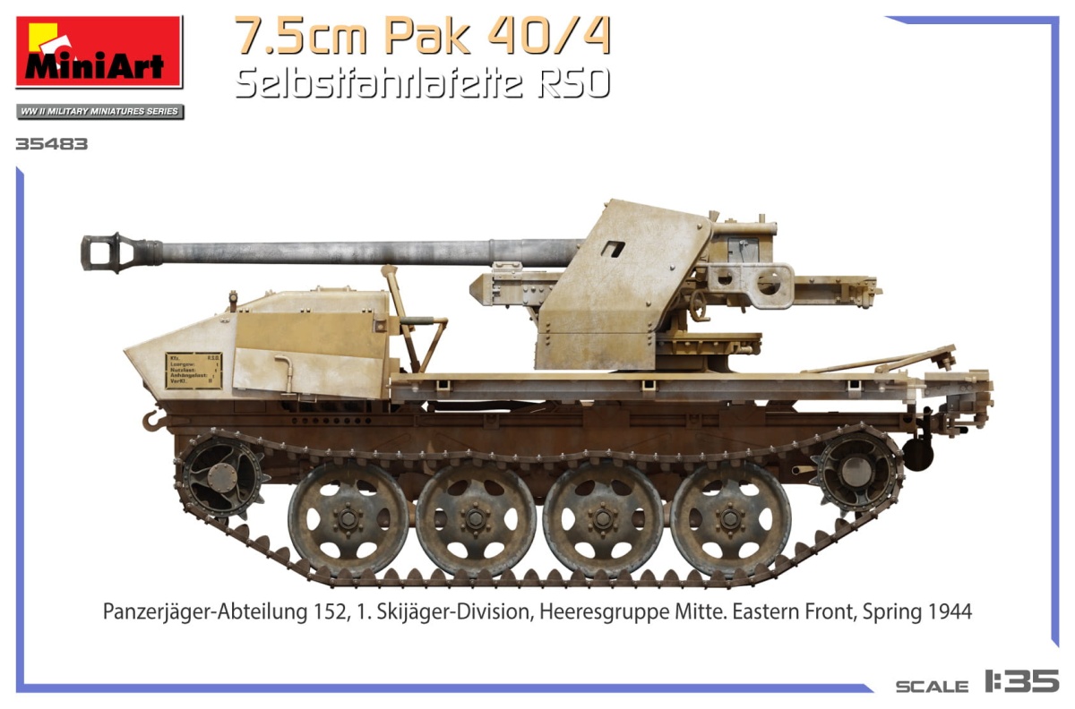 Zdjęcie dodatkowe produktu 7,5cm PaK 40/4 auf gep. Selbstfahrlafette RSO 1:35 MiniArt 35483