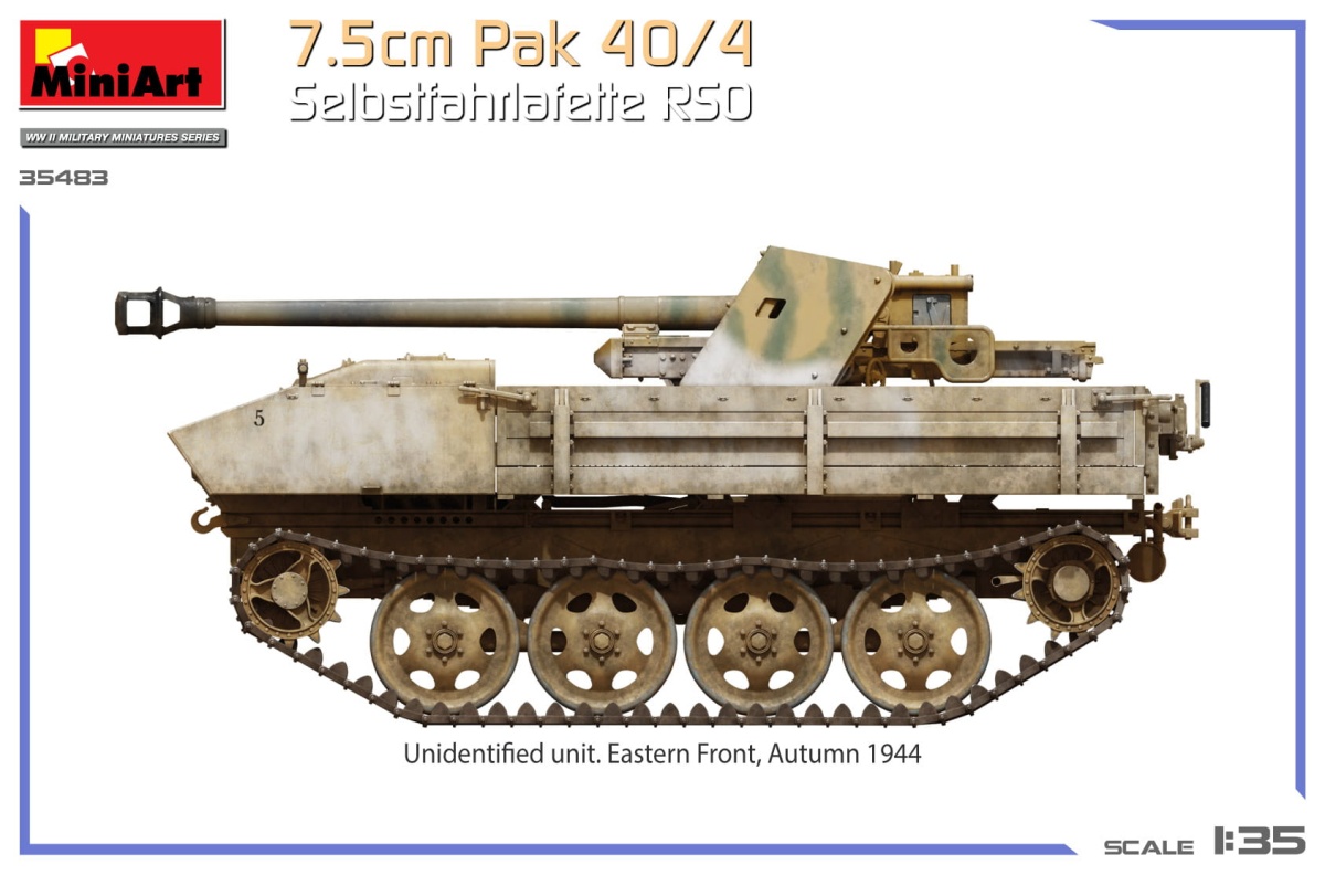 Zdjęcie dodatkowe produktu 7,5cm PaK 40/4 auf gep. Selbstfahrlafette RSO 1:35 MiniArt 35483