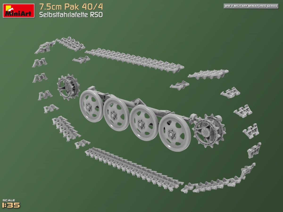 Zdjęcie dodatkowe produktu 7,5cm PaK 40/4 auf gep. Selbstfahrlafette RSO 1:35 MiniArt 35483