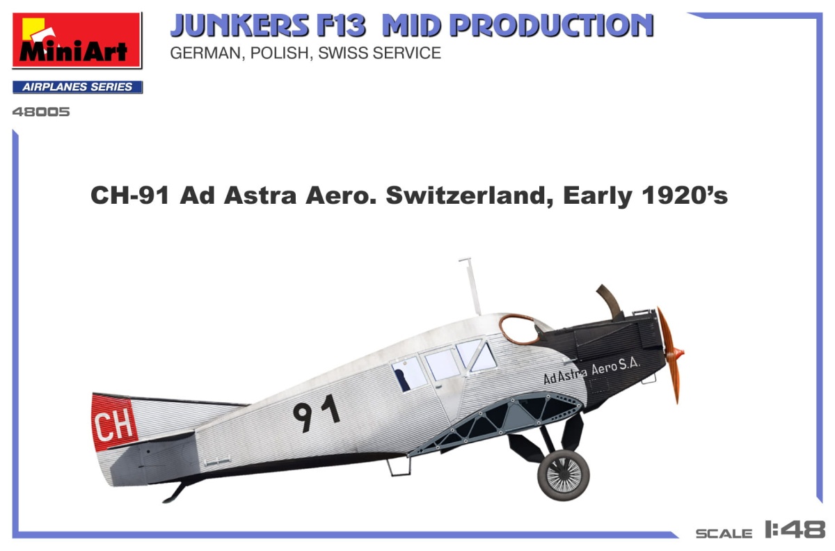 Zdjęcie dodatkowe produktu Junkers F13. Mid Prod. German, Polish, Swiss Service 1:48 MiniArt 48005