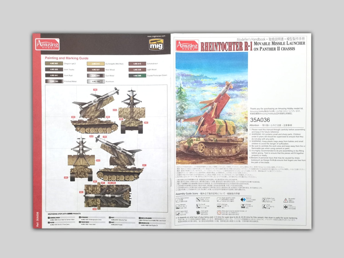 Zdjęcie dodatkowe produktu Rheintochter R-1 na podwoziu Panther II 1:35 Amusing Hobby 35A036