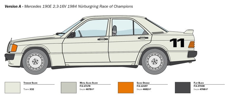 Zdjęcie dodatkowe produktu Mercedes-Benz 190E 2.3 16v 1:24 Italeri 3624
