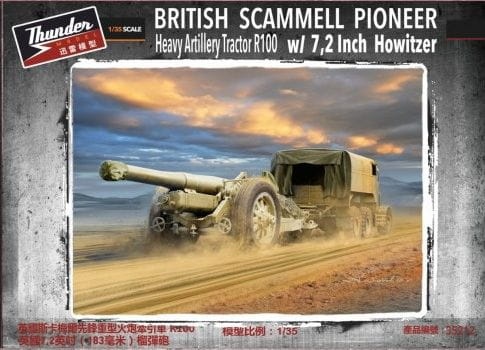 British Scammell Pioneer Heavy Artillery Tractor R100 with 7.2 Inch Howitzer 1:35 Thunder Model 35212