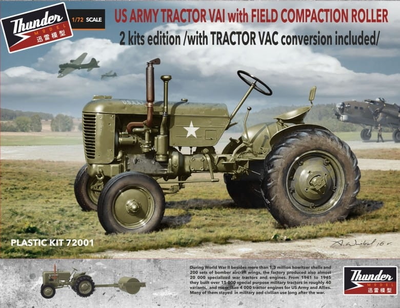 Zdjęcie główne produktu US Army Tractor VAI with Field Compaction Roller (2 Kits Editions) 1:72 Thunder Models 72001