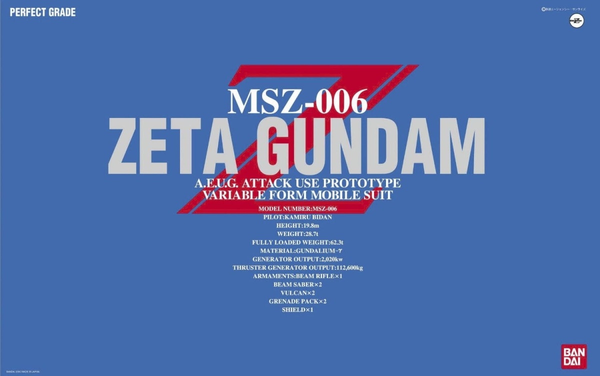 Zdjęcie główne produktu Gunpla MSZ-006 Zeta Gundam PG 1:60