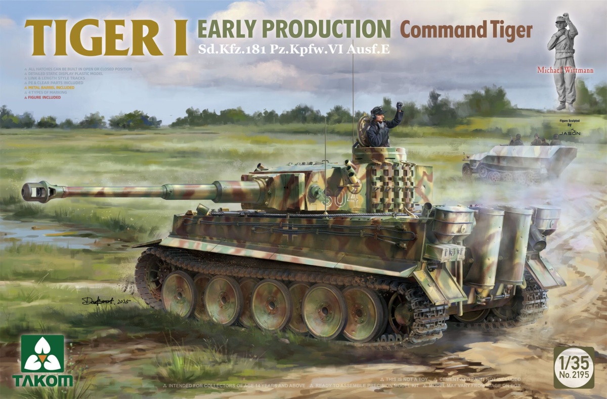 Zdjęcie dodatkowe produktu Tiger I Box Early-Production Limited Edition (Early Command/Michael Wittmann + Early + 1/16 Michael Wittmann) 1:35 Takom 2195W
