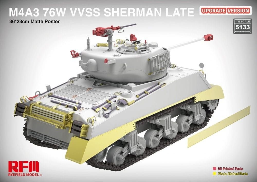 Zdjęcie dodatkowe produktu M4A3 76W VVSS Sherman Late Upgrade Version 1:35 Rye Field Model 5133
