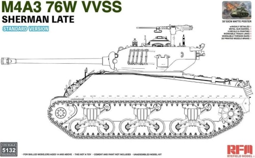M4A3 76W VVSS SHERMAN LATE STANDARD VERSION 1:35 Rye Field Model 5132