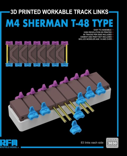 Type 48 moving tracks for M4 Sherman (3D printed) 1:35 Rye Field Model 3030
