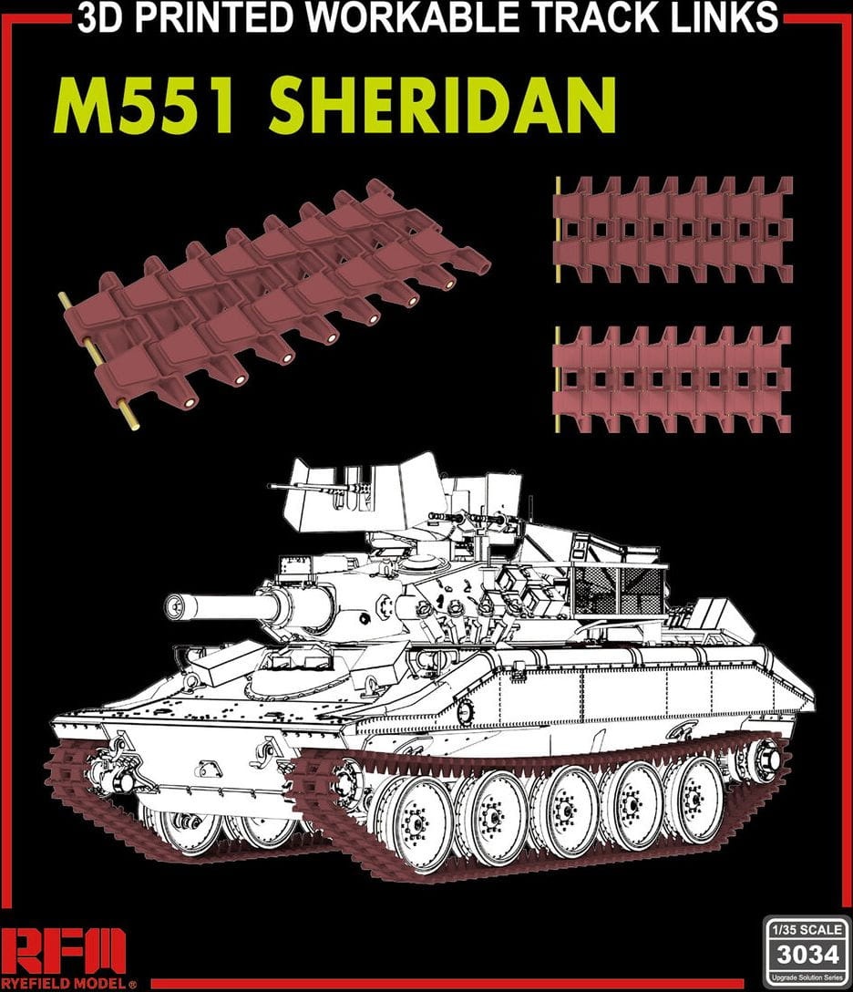 Zdjęcie główne produktu Gąsienice ruchome do M551 Sheridan (Wydruk 3D) 1:35 Rye Field Model 3034
