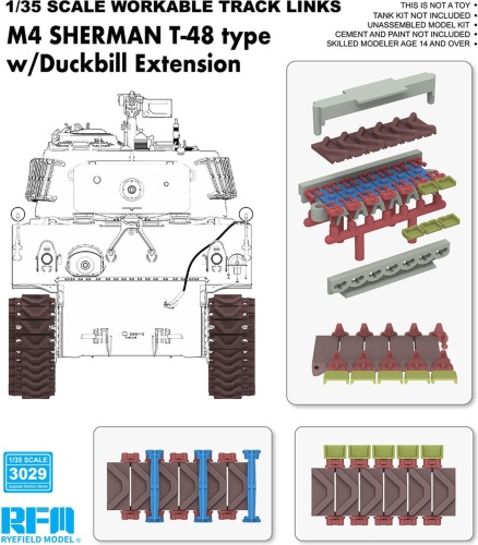 Type T-48 moving tracks with duckbill extension for M4 Sherman (plastic) 1:35 Rye Field Model 3029