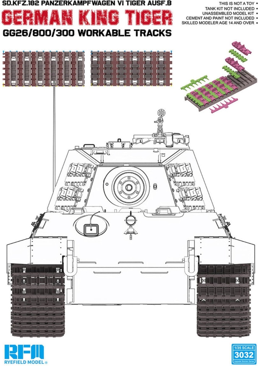Zdjęcie główne produktu Gąsienice ruchome Gg26/800/300 do King Tiger 1:35 Rye Field Model 3032
