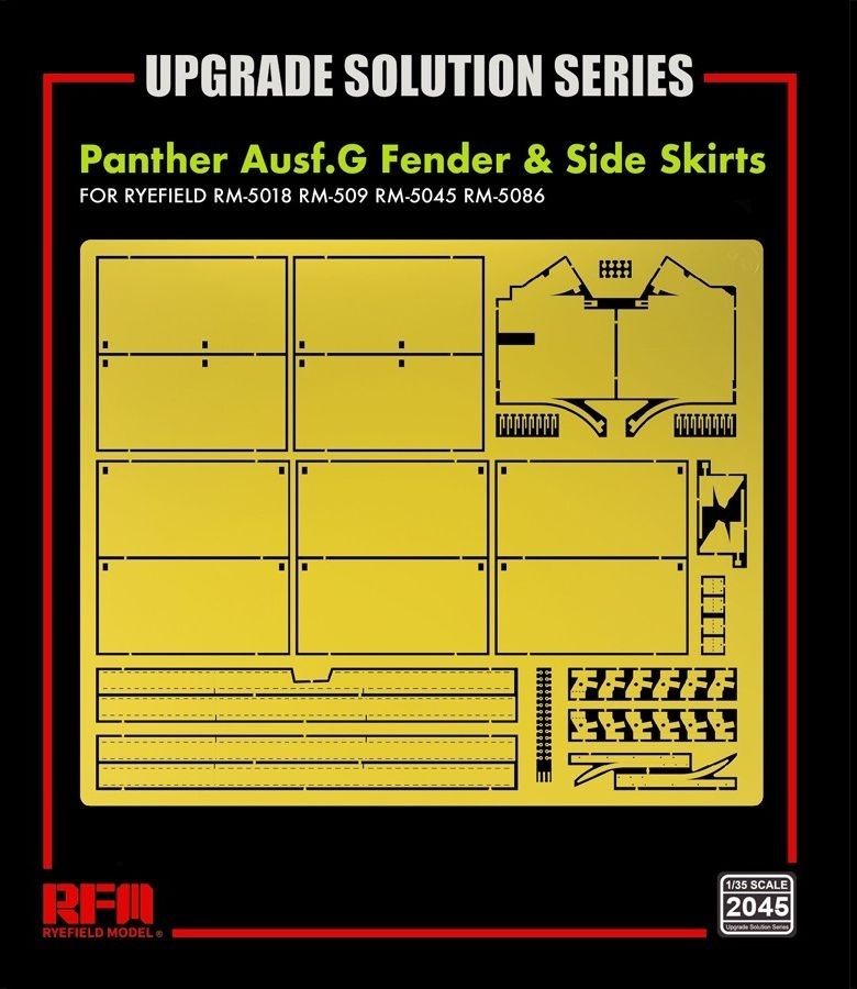 Zdjęcie dodatkowe produktu Zestaw waloryzujący do Panther Ausf.G - błotniki oraz ekrany boczne dla modeli 5018, 5019, 5045 1:35 Rye Field Model 2045