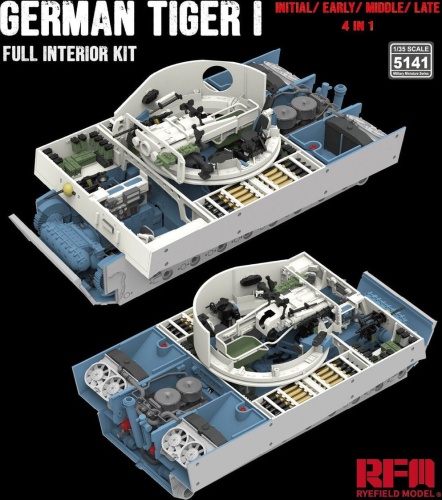 Tiger I (full interior, initial/early/middle/late) 1:35 Rye Field Model 5141