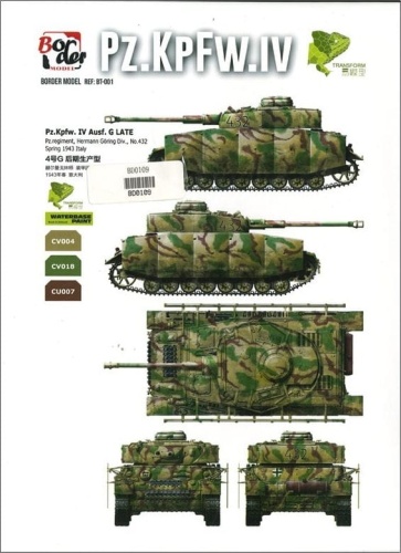 Masks for Pz.Kpfw IV G Late 1:35 Border Model BD0109