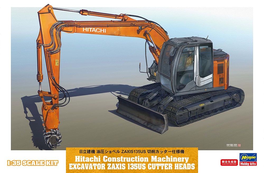 Zdjęcie główne produktu Koparka Hitachi Construction Machinery ZAXIS 135US z głowicą tnącą 1:35 Hasegawa 66111