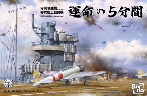 IJN Akagi bridge with flight deck and A6M2 Zero fighter with engine interior and armament 1:35 Border Model BSF002