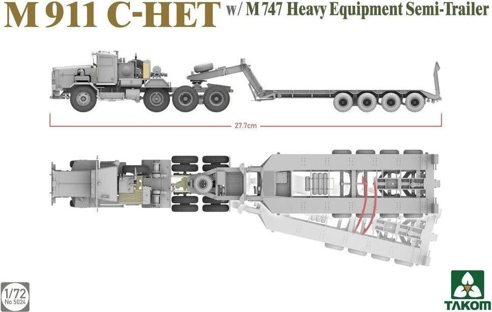 Zdjęcie dodatkowe produktu M911 C-HET z naczepą do ciężkiego sprzętu M747 1:72 Takom 5024