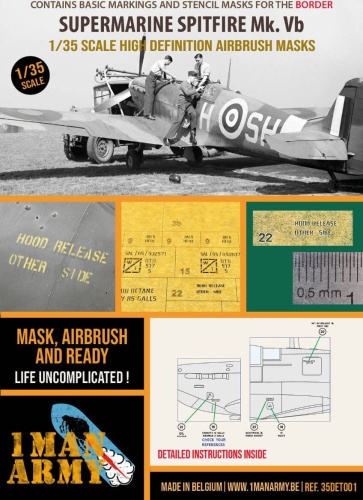 Masks for Supermarine Spitfire Mk.Vb (for Border kits) 1:35 1 Man Army 35DET001
