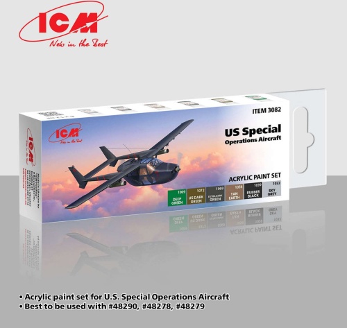 US Special Operations Aircraft paint set (6x12ml) ICM 3082