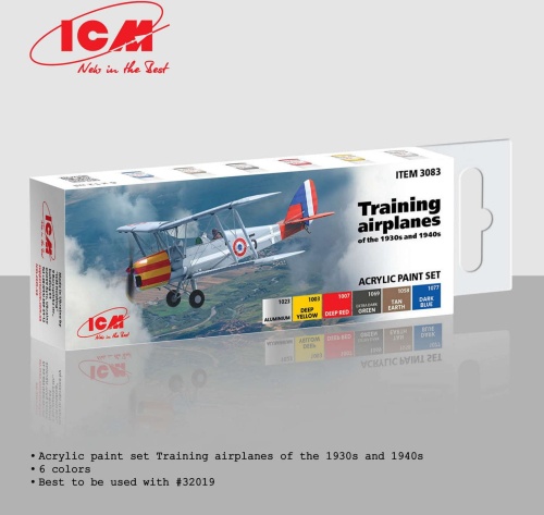 Paint set Training Airplanes of the 1930s and 40s (6x12ml) ICM 3083