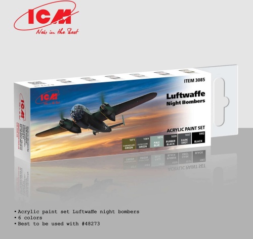 Luftwaffe Night Bombers paint set (6x12ml) ICM 3085