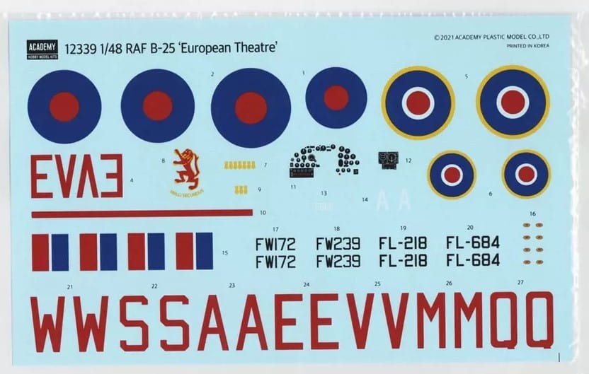 Zdjęcie dodatkowe produktu RAF B-25C/D European Theatre 1:48 Academy 12339