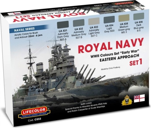 Royal Navy WWII, Set 1 Eastern Approach, Early War (paints 6x 22ml) Lifecolor CS33