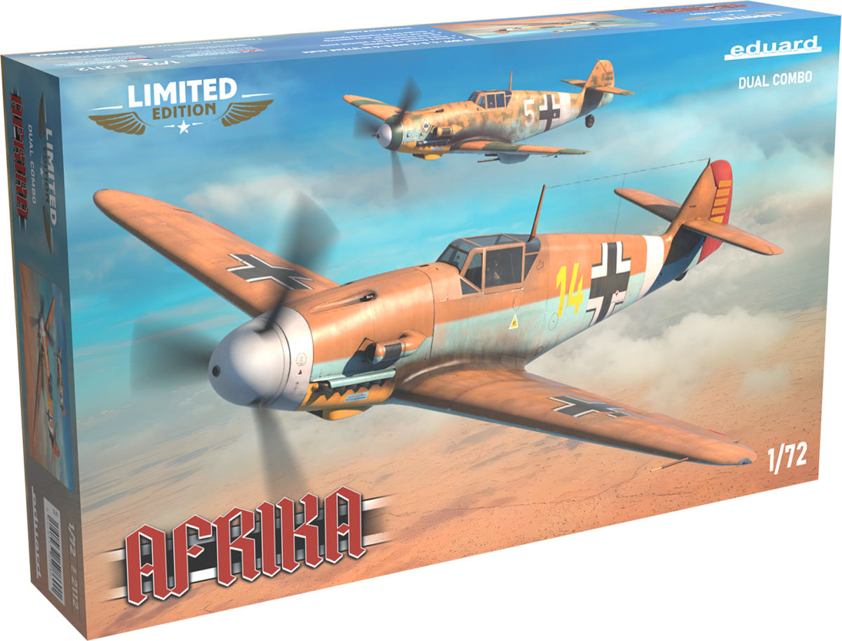 Zdjęcie dodatkowe produktu Afrika Messerschmitt Bf 109F-4/G-2/G-4 Limited Edition Dual Combo 1:72 Eduard 2112