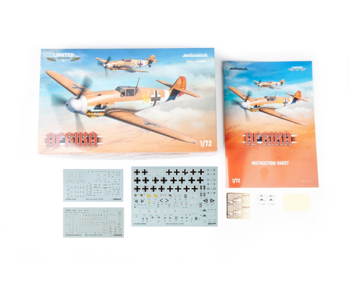 Zdjęcie dodatkowe produktu Afrika Messerschmitt Bf 109F-4/G-2/G-4 Limited Edition Dual Combo 1:72 Eduard 2112