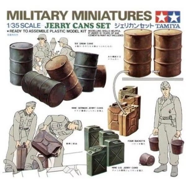 Zdjęcie dodatkowe produktu Jerry Cans Set (kanistry, beczki, wiaderka) 1:35 Tamiya 35026