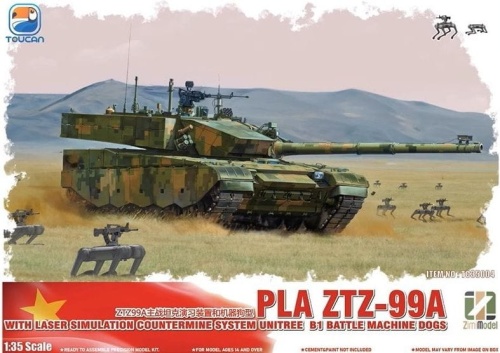 China Mbt ZTZ-99A laser simulation council system and unitree b1 battle machine dogs 1:35 zimi model TC35004