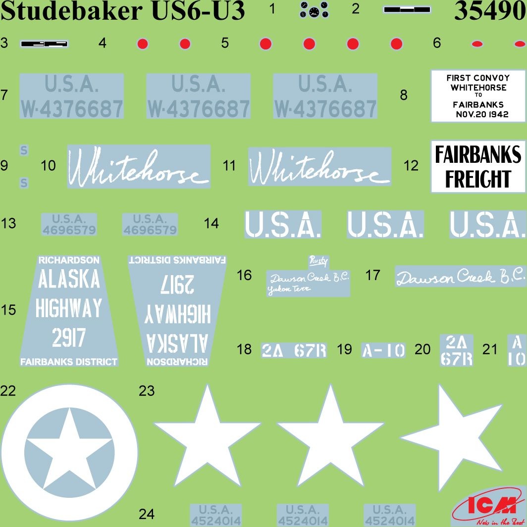 Zdjęcie dodatkowe produktu Pojazdy wojskowe USA z okresu II WŚ (G7117, Studebaker US6-U3, Studebaker US6-U5) 1:35 ICM DS3528