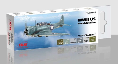 Set of acrylic paints for U.S. naval aviation of the period II (6x12ml) WWII ICM 3088
