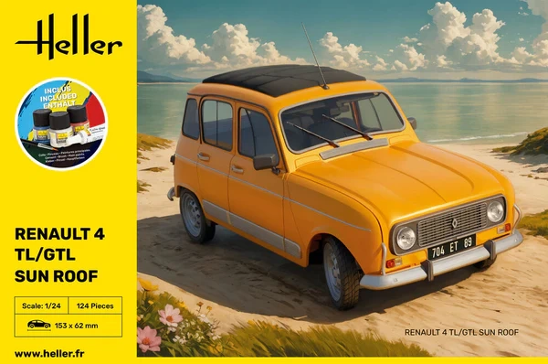 Zdjęcie dodatkowe produktu Renault 4 TL/GTL Sun Roof Starter Kit 1:24 Heller 58704