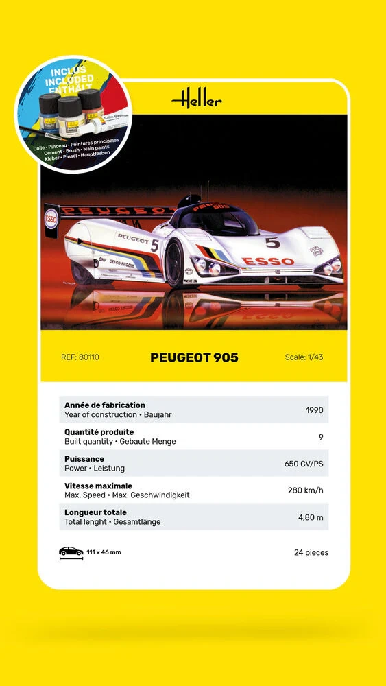 Zdjęcie dodatkowe produktu Peugeot 905 Starter Kit 1:43 Heller 56110