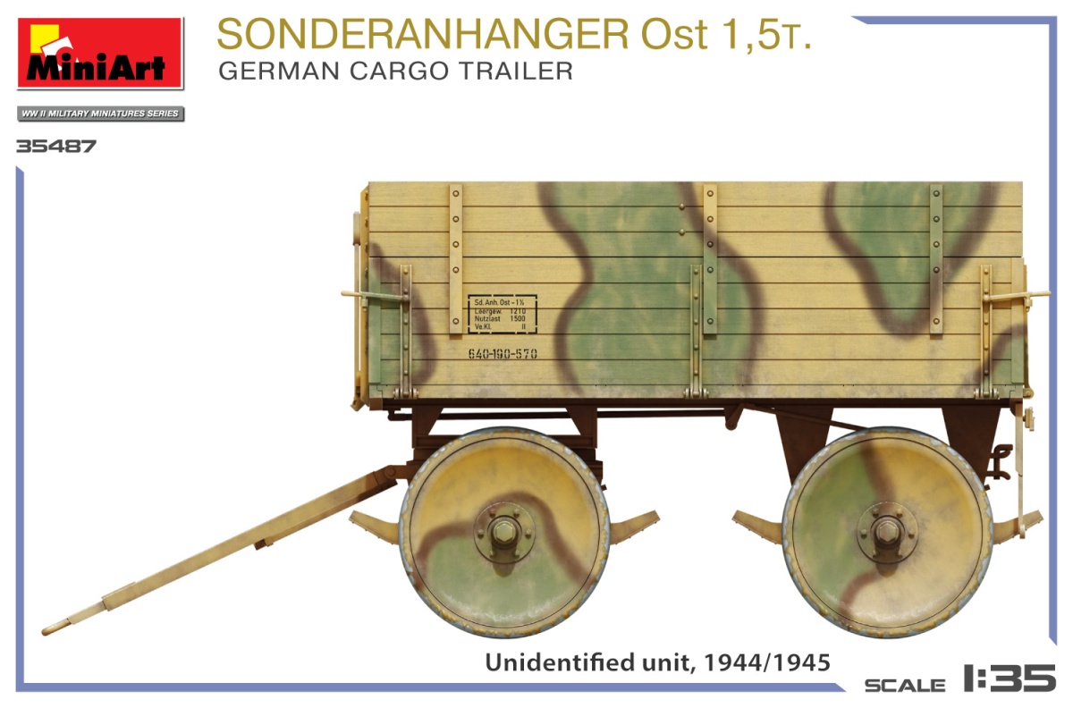 Zdjęcie dodatkowe produktu Sonderanhanger Ost 1.5t. German Cargo Trailer 1:35 MiniArt 35487
