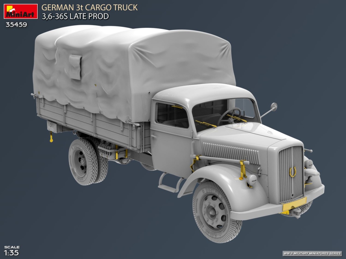 Zdjęcie dodatkowe produktu German 3t Cargo Truck 3,6-36S Late Prod 1:35 MiniArt 35459