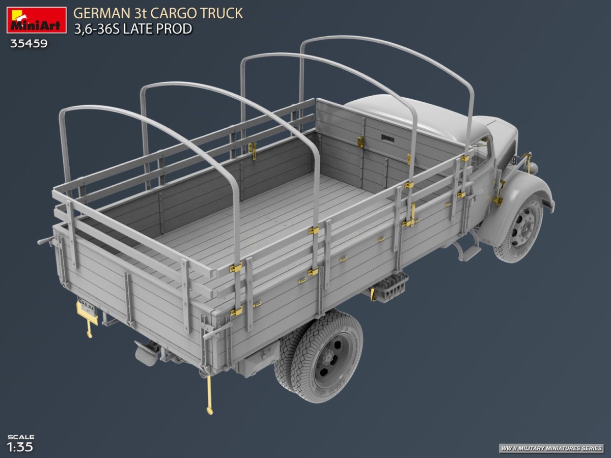 Zdjęcie dodatkowe produktu German 3t Cargo Truck 3,6-36S Late Prod 1:35 MiniArt 35459
