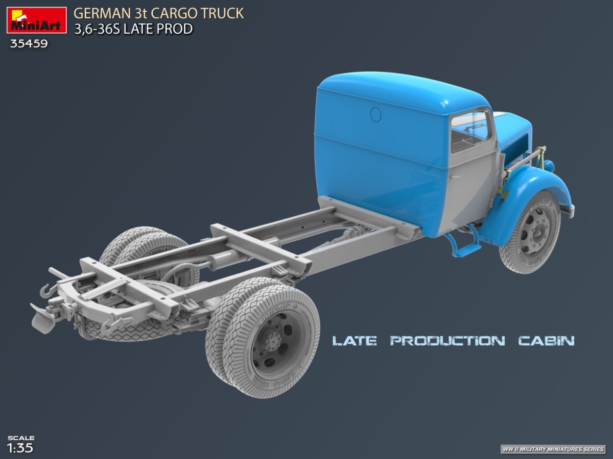 Zdjęcie dodatkowe produktu German 3t Cargo Truck 3,6-36S Late Prod 1:35 MiniArt 35459