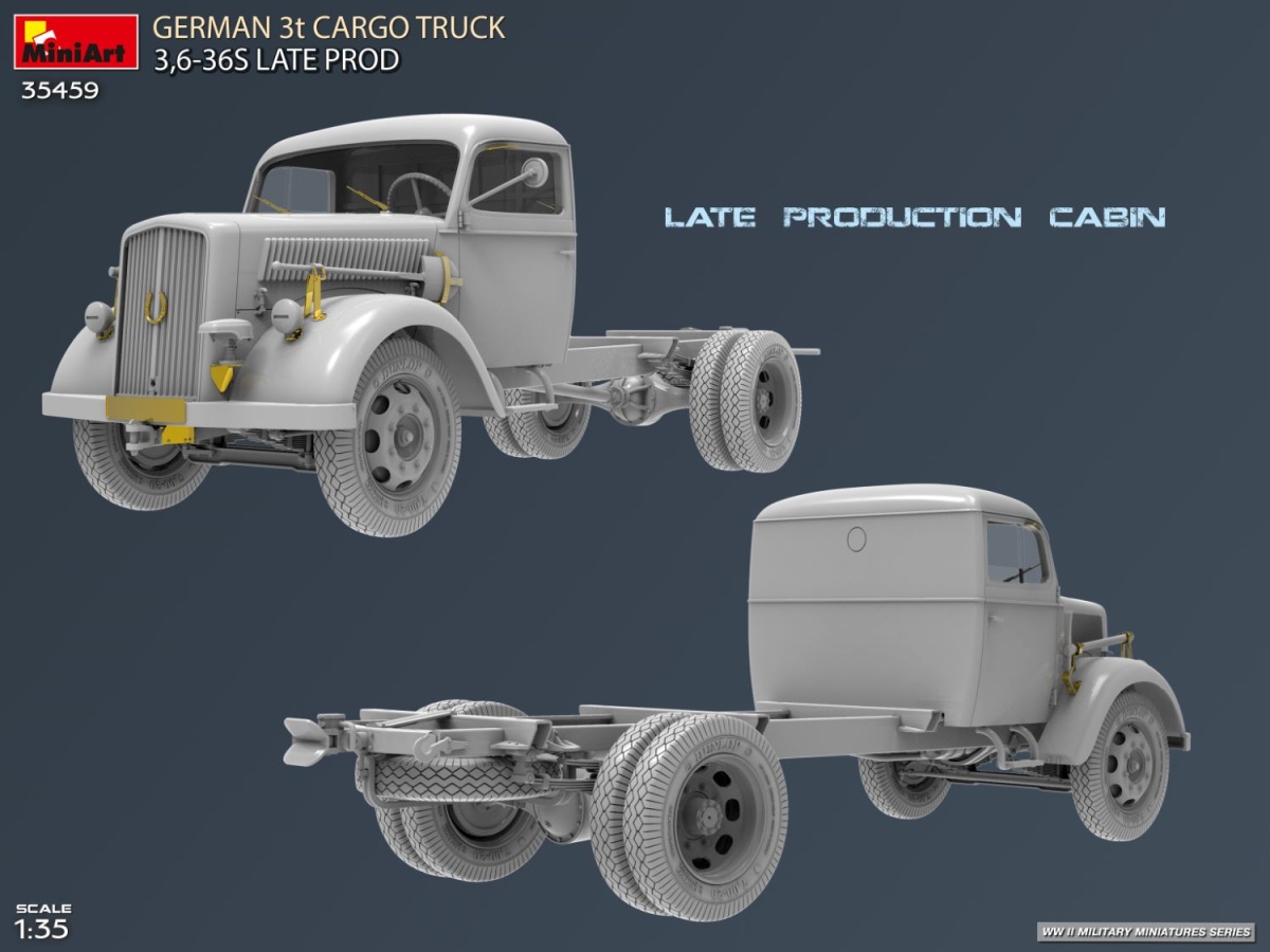 Zdjęcie dodatkowe produktu German 3t Cargo Truck 3,6-36S Late Prod 1:35 MiniArt 35459