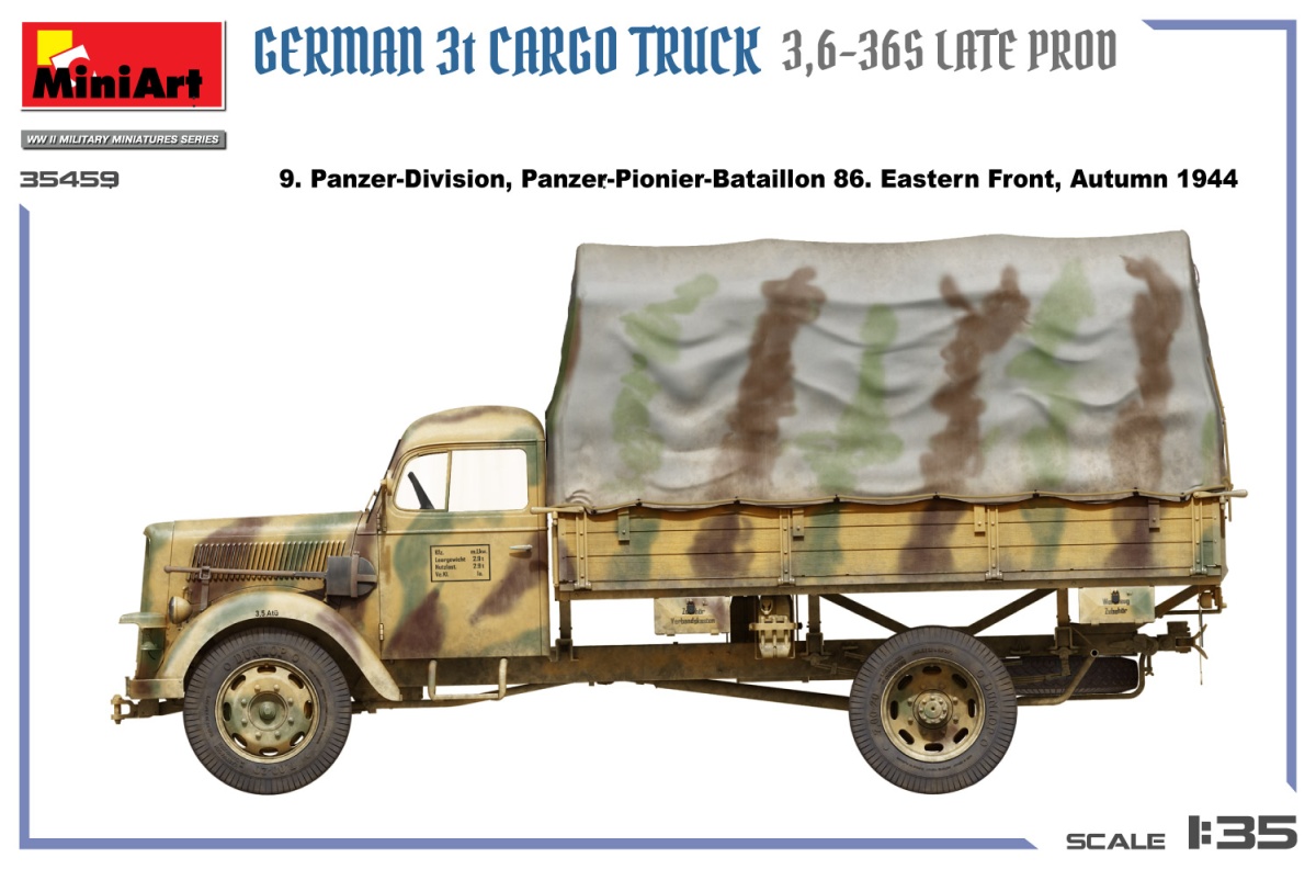 Zdjęcie dodatkowe produktu German 3t Cargo Truck 3,6-36S Late Prod 1:35 MiniArt 35459