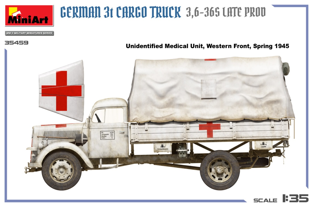 Zdjęcie dodatkowe produktu German 3t Cargo Truck 3,6-36S Late Prod 1:35 MiniArt 35459