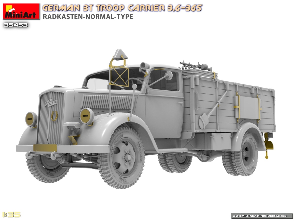 Zdjęcie dodatkowe produktu German 3T Troop Carrier 3,6-36S Radkasten-Normal-Type 1:35 MiniArt 35453