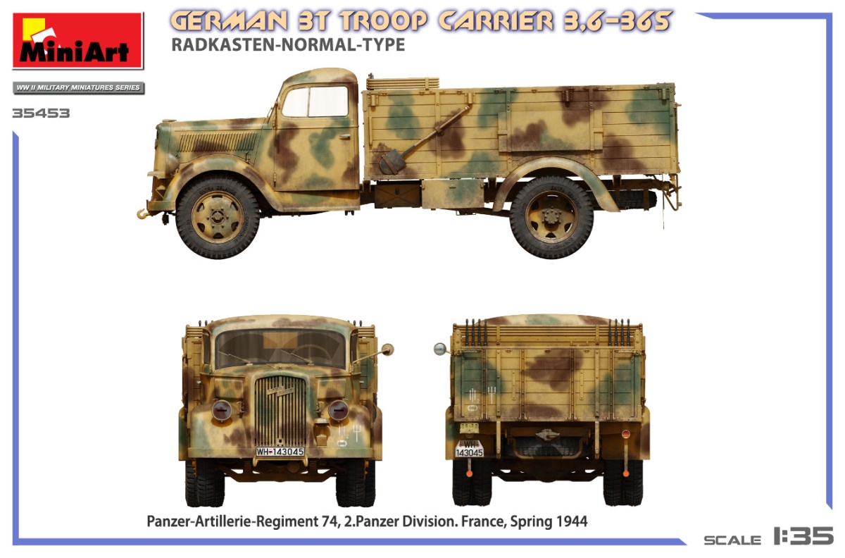 Zdjęcie dodatkowe produktu German 3T Troop Carrier 3,6-36S Radkasten-Normal-Type 1:35 MiniArt 35453