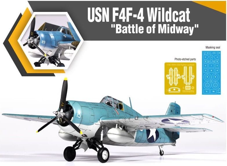 Zdjęcie dodatkowe produktu USN F4F-4 Bitwa o Midway 1:48 Academy 12355
