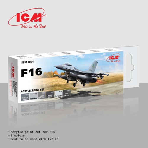 F16 acrylic paint set (6x12ml) ICM 3084