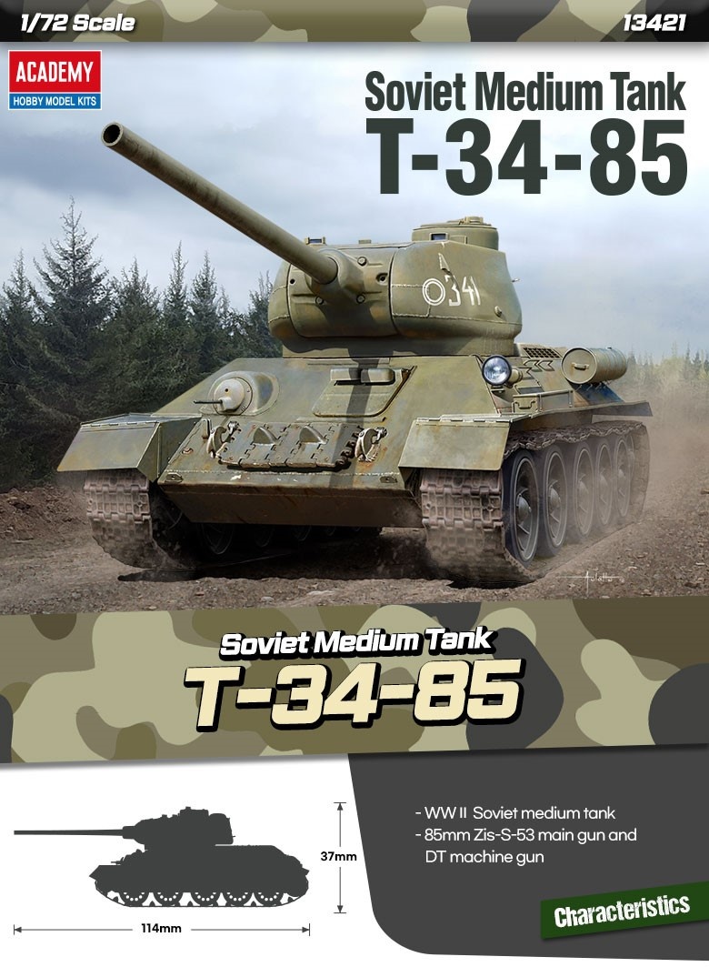 Zdjęcie dodatkowe produktu Soviet Medium Tank T-34-85 1:72 Academy 13421