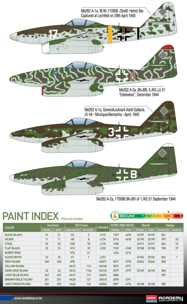 Zdjęcie dodatkowe produktu Me262A-1/2 Last Ace 1:72 Academy 12542